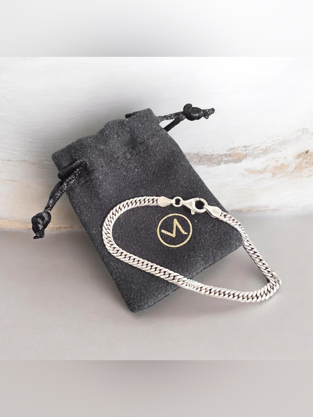 Mejuri Sterling Silver Curb Chain Bracelet 6.7” | Discontinued | 925 Silver